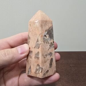 Graphic Feldspar and Smokey Quartz Crystal Tower